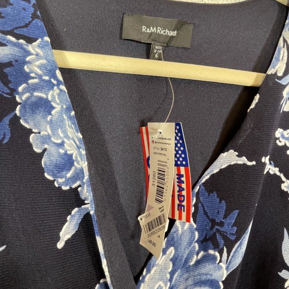 NWT R&M RICHARDS Navy Hi-Lo Belted Long Maxi Faux Wrap Dress Sz 6 - Picture 6 of 14